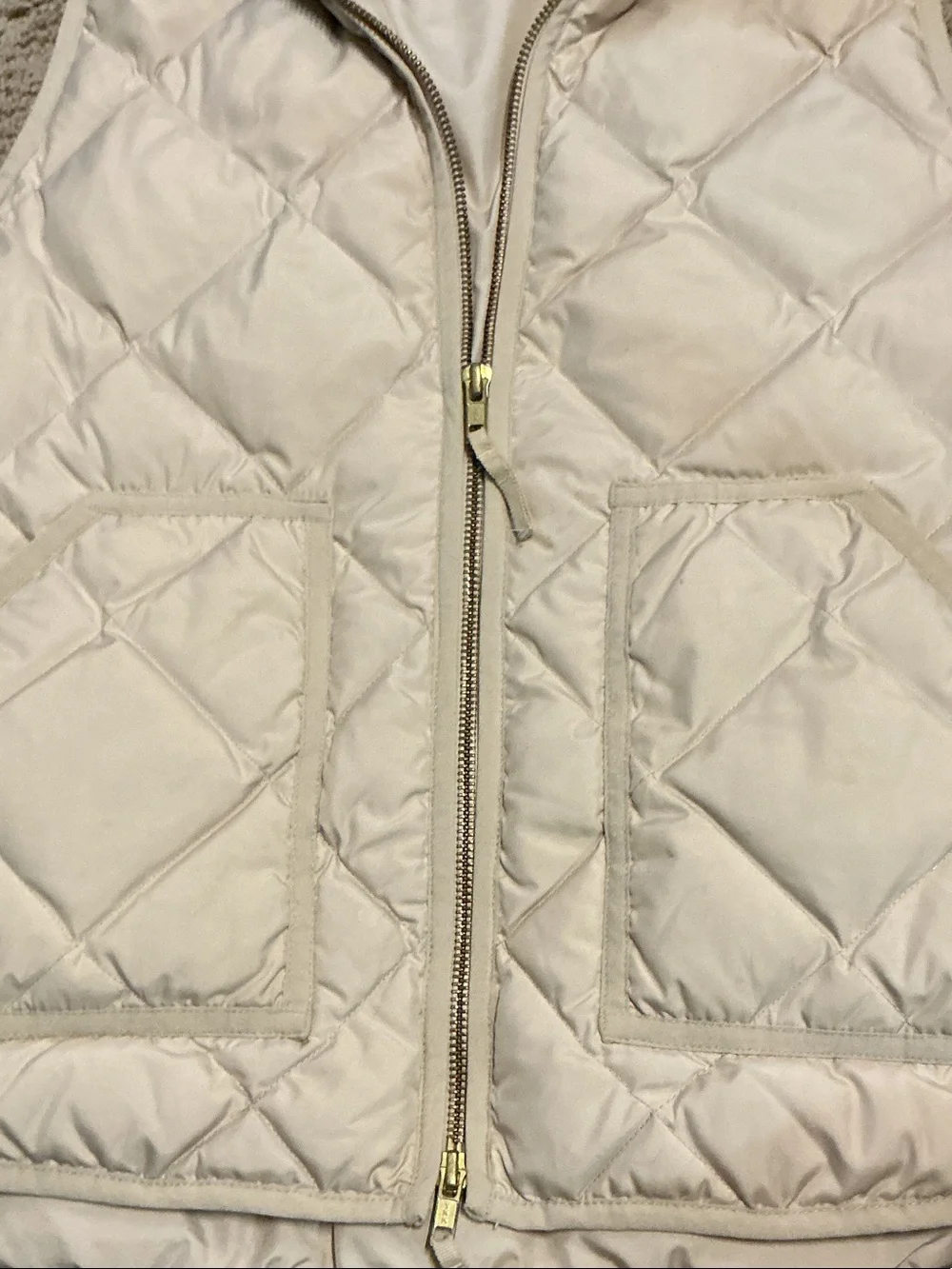 J. Crew Cream Quilted Puffer Vest